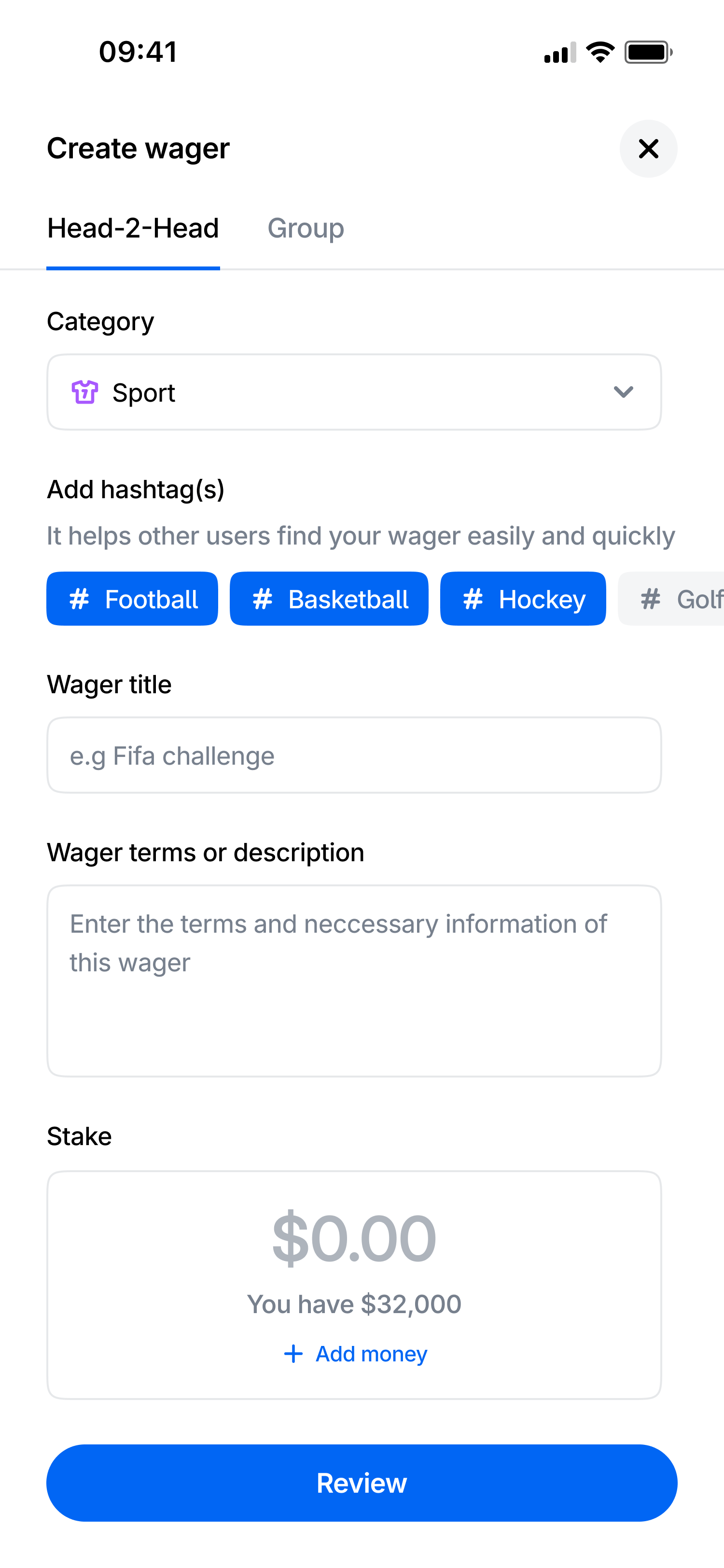 Bayse Market - create wager