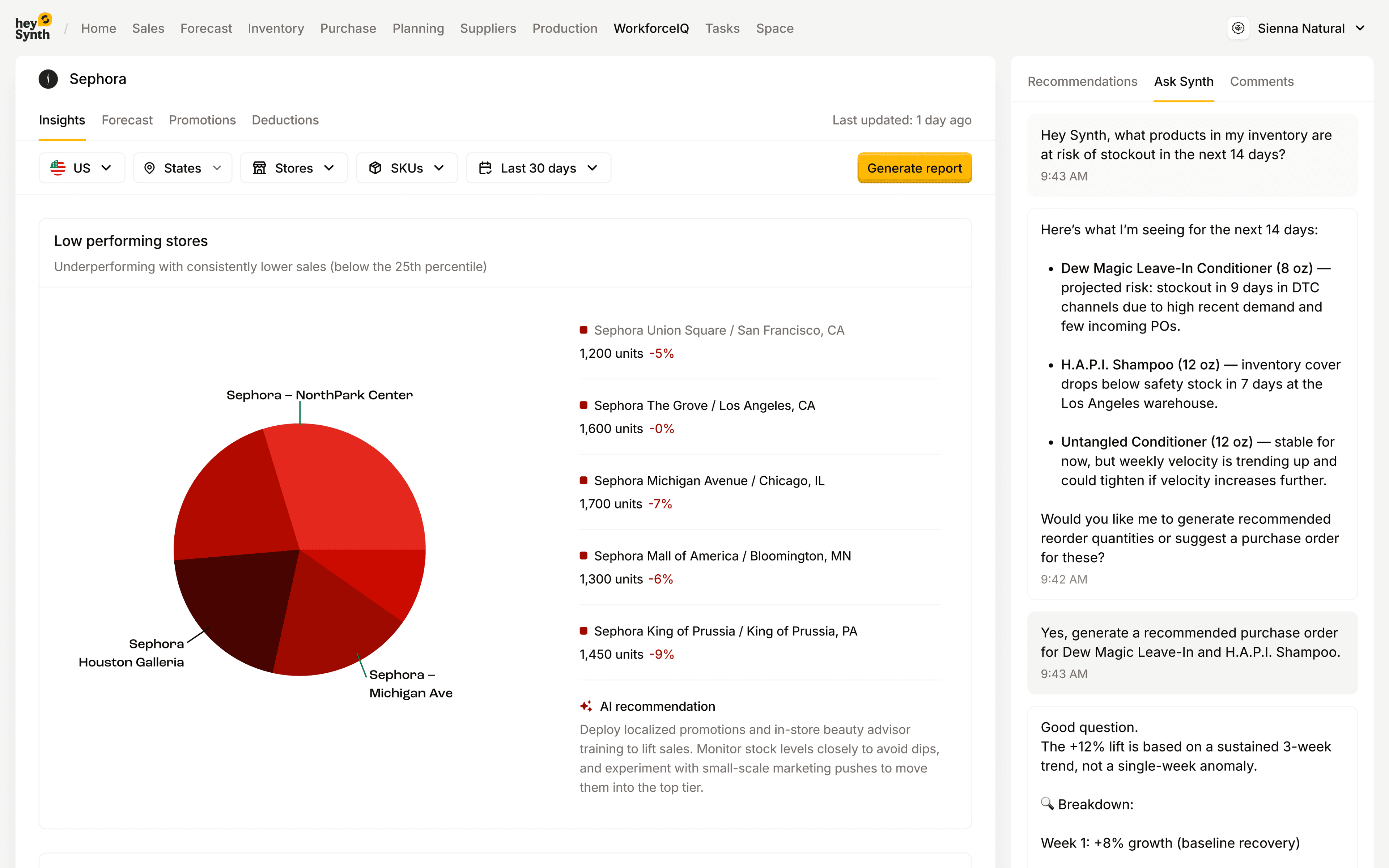 Ask Synth AI production planning