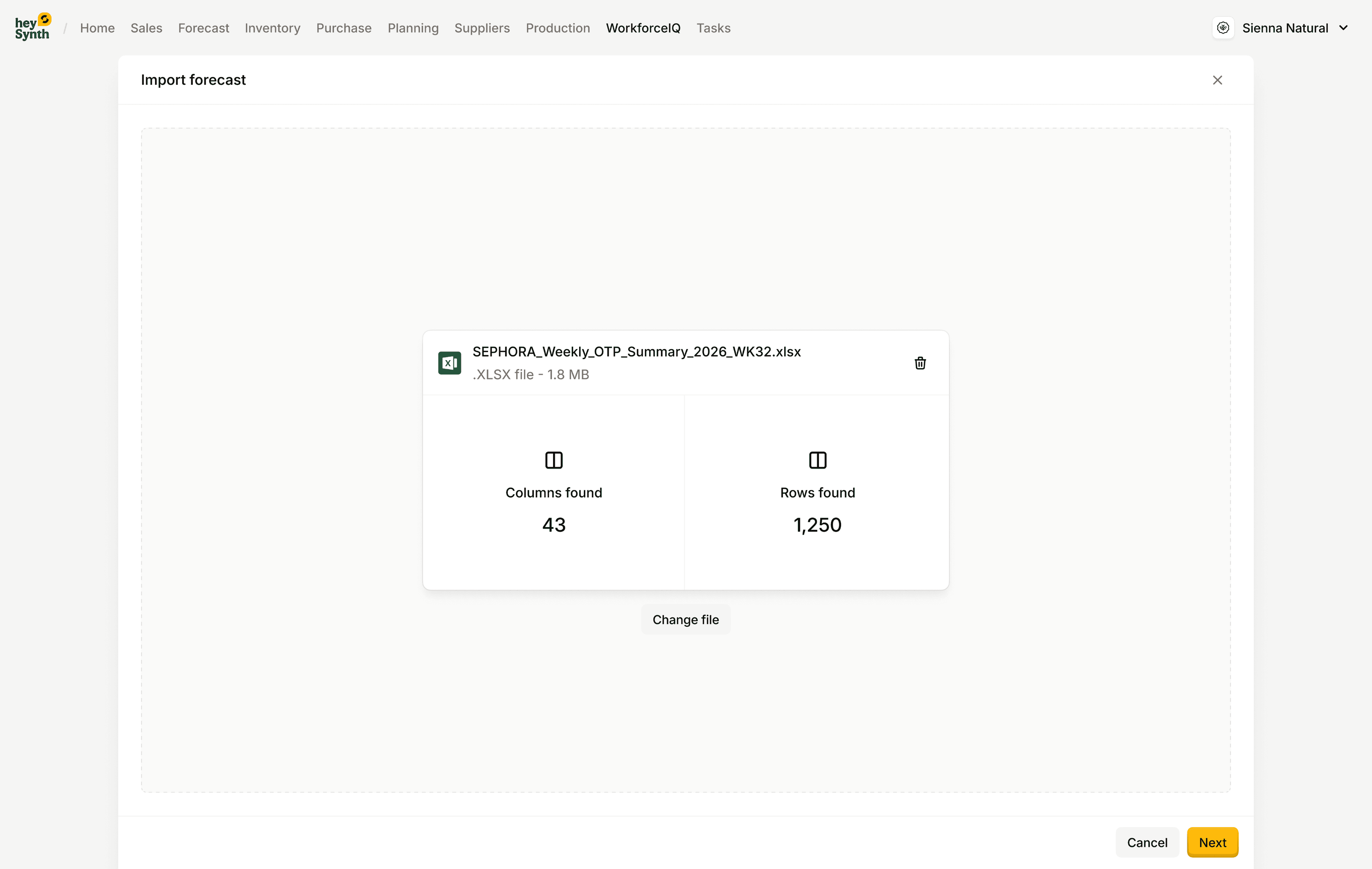 RetailSynth Forecast sell-through
