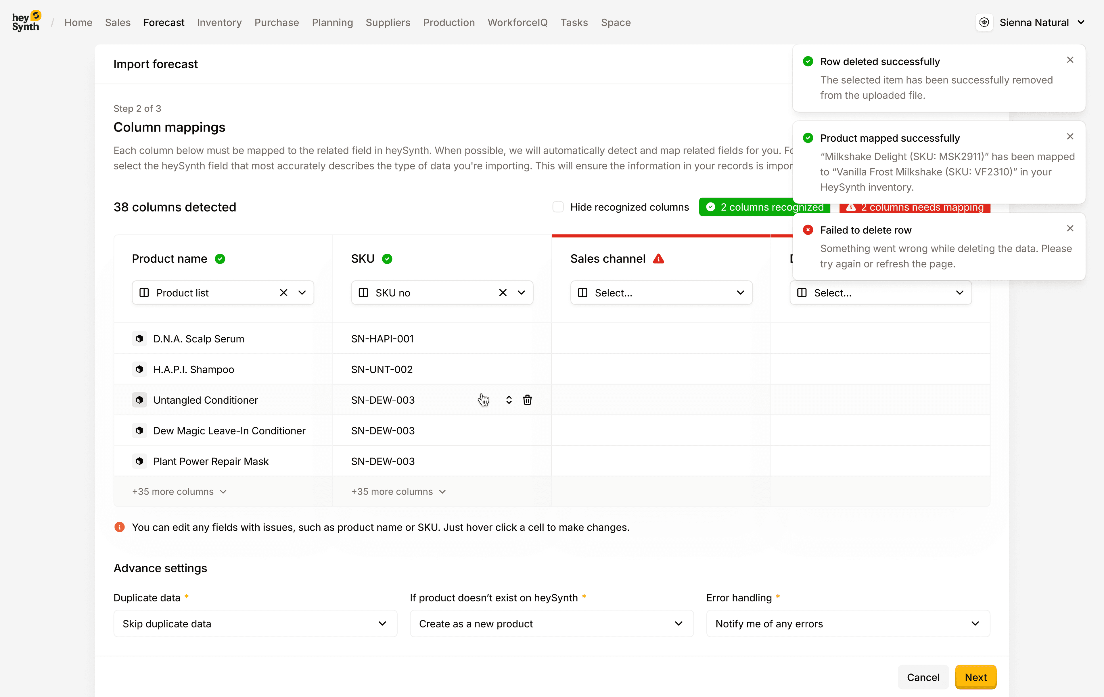HeySynth Importing forecast 46