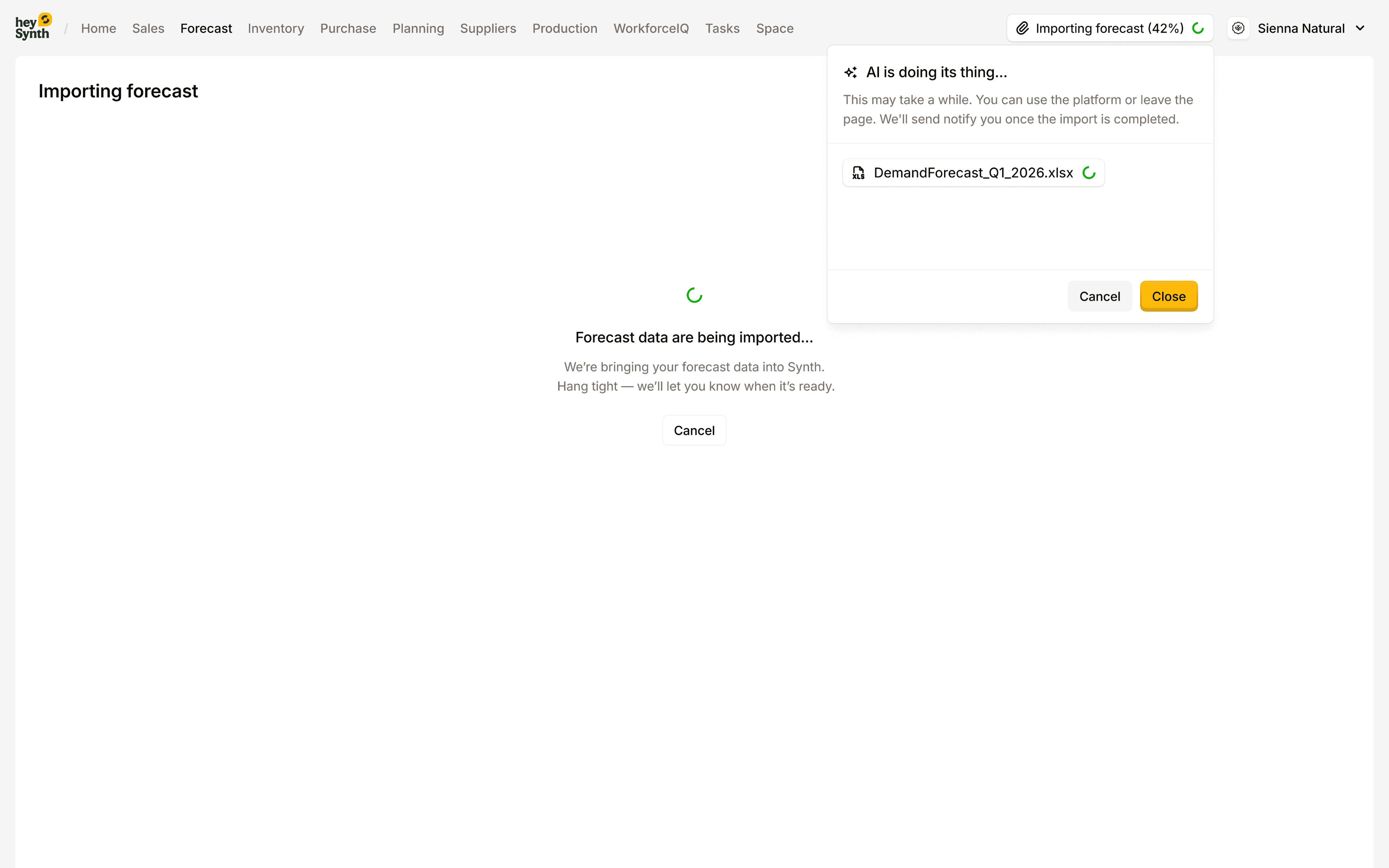 HeySynth Importing forecast 49